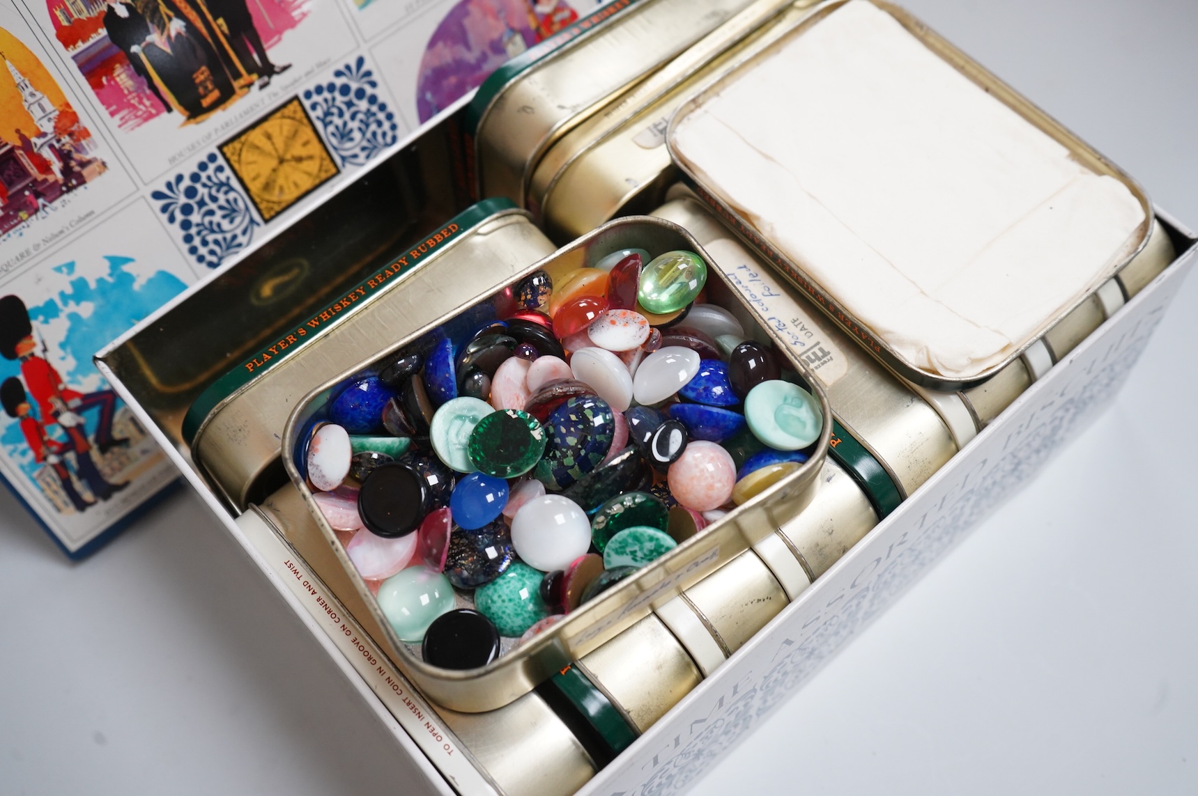 A group of assorted costume jewellery, glass beads etc.